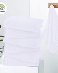 Cosy Family 6 Pack Ultra Soft Microfiber Absorbent Hand Towel, Silk Hemming Towels for Bathroom - Quick Drying - Perfect for Bath, Fitness, Gym, Shower, Hotel, and Spa - 16x28 Inch, White