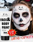 White Face Paint 70ml - Professional Water-Based Body Paint for Skeleton, Clown & Zombie Looks, Non-Toxic Washable Face Body Paint for Halloween SFX Cosplay Makeup ,Costume Events,Party