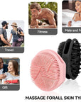2-Pack Soft Silicone Dual-Sided Body Scrubber & Loofah | Gentle Exfoliating Shower Brush for Men & Women | Creates Rich Lather, Easy to Clean (Black & Pink)