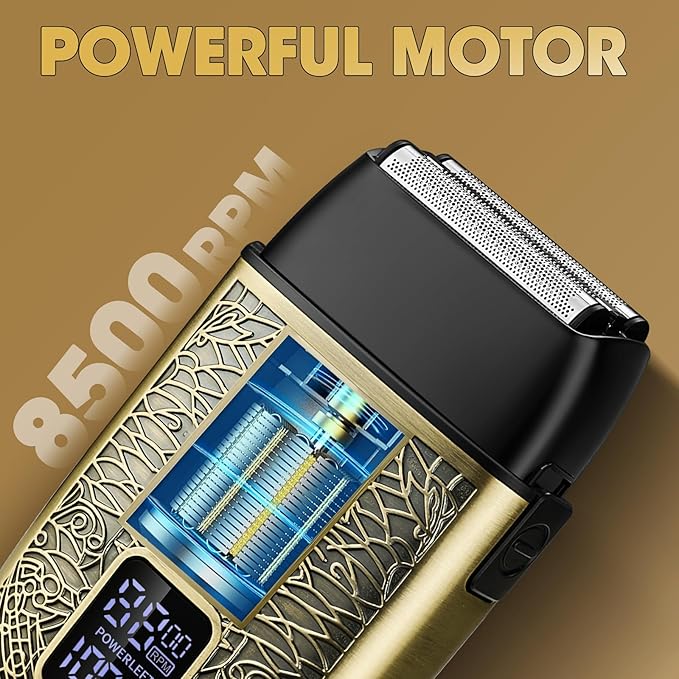 Electric Shavers for Men,Powerful Motor Electric Razor,Head Shavers for Bald Men,Triple Foil Beard Trimmer,Barber Supplies LED Displays & USB Charging Waterproof Shaver, Gifts