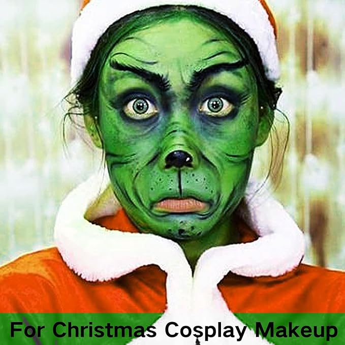MEICOLY Green Face Body Paint,Halloween SFX Witch Makeup Elphaba Costume Face Paint,Camouflage Gamora Hunting Hulk Body Paint for Adults and Kids,St. Patrick’s Day Face Paint Makeup Accessories