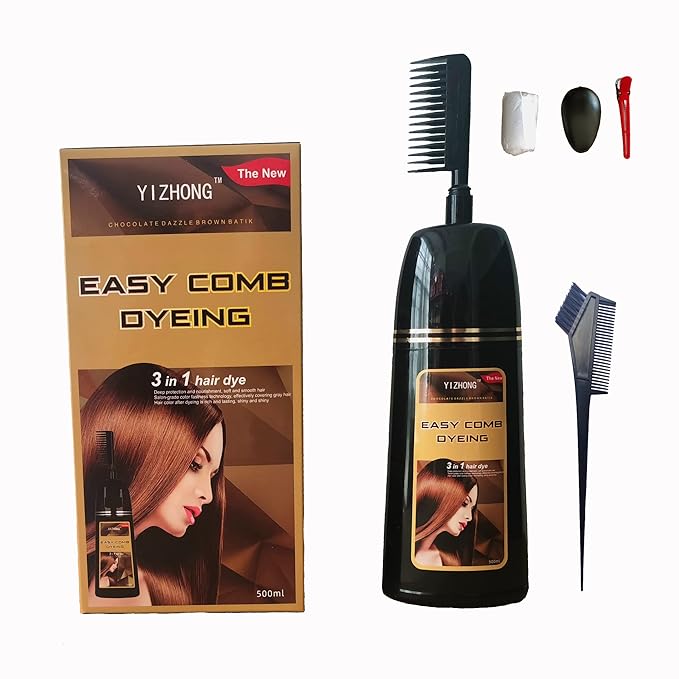 Dark Brown Hair Dye Shampoo YIZHONG Hair Color For Gray Hair Coverage Permanent Darkest Borwn Hair Color Shampoo Women Men Dedicated Darkening Hair Coloring (dark brown Black)…