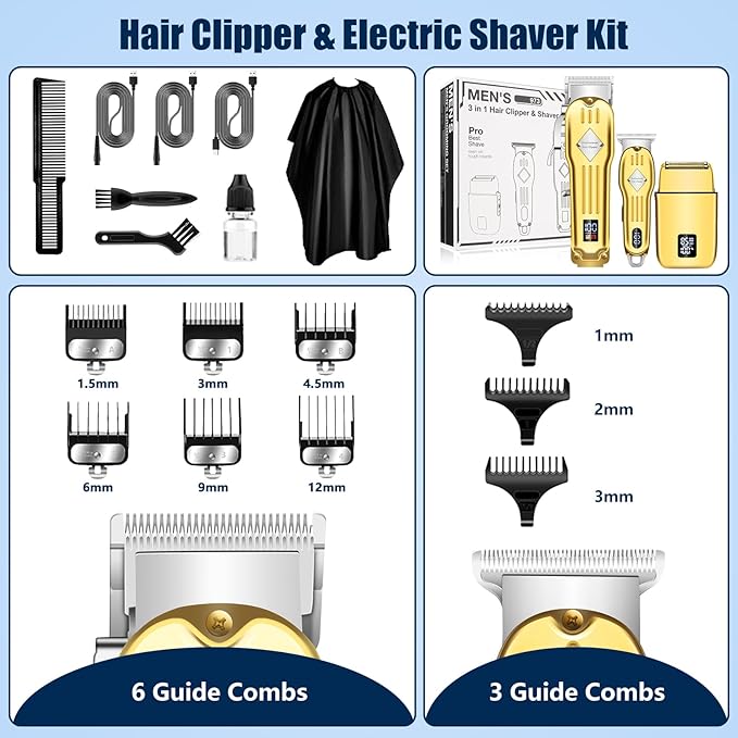 SUNNOW Hair Clippers Professional Cordless for Men, Beard Trimmer Hair Trimmer Electric Foil Shavers Razor Kit, Rechargeable Hair Cut Machines Men's Beard Grooming Kit for Home, Barber
