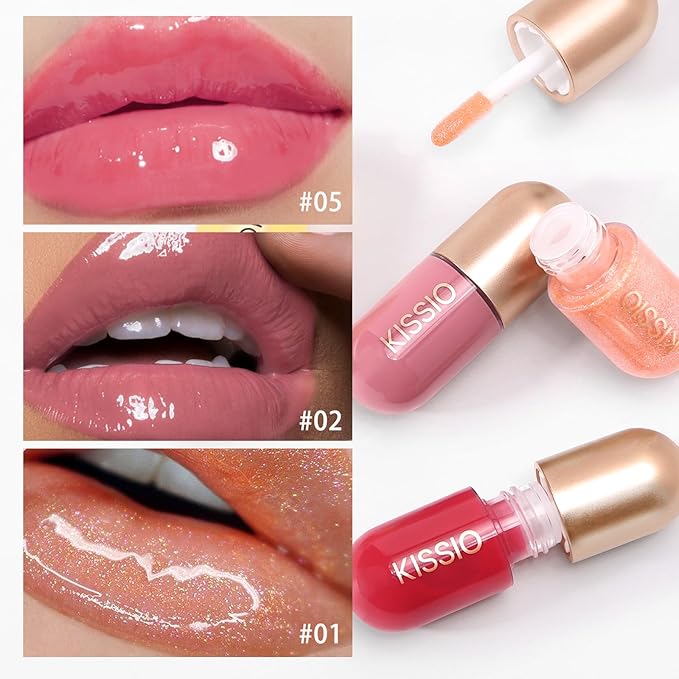 KISSIO Lip Plumper,Color Lip Plumper Gloss,Shimmer,Lip