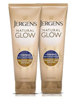 Jergens Natural Glow +Firming Self Tanner Body Lotion, Medium to Deep Skin Tone, Sunless Tanning Moisturizer with Collagen and Elastin, Helps to Visibly Reduce Cellulite, 7.5 Oz, Pack of 2