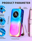 Portable Nail Drill Cordless,35000 RPM Electric Nail File with Holder,Rechargeable Nail Drill E Filer for Nails,Electric Nail Buffer Nail Dremel Tool for Women (Gradient Purple Blue)