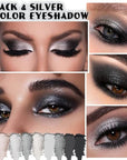 evpct 9 Colors Silver Gray Glitter Eyeshadow Palette, Black Smokey Grey and Silver White Sparkle Glitter Shimmer Shiny Eye Shadow Palette Makeup kit for older Women, High Pigment Waterproof eyeshadow