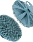 INNERNEED Food-Grade Soft Silicone Body Scrubber Shower Brush Handheld Cleansing Skin Brush, Gentle Exfoliating and Lather Well (Dark Green)