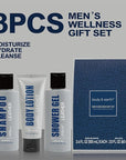 Bath and Body Gift Set for Men Self Care Kit with Leather Scent Shower Gel, Body Lotion, Shampoo, Self care gifts for Men,regalos para hombre, Birthday Gifts for Him