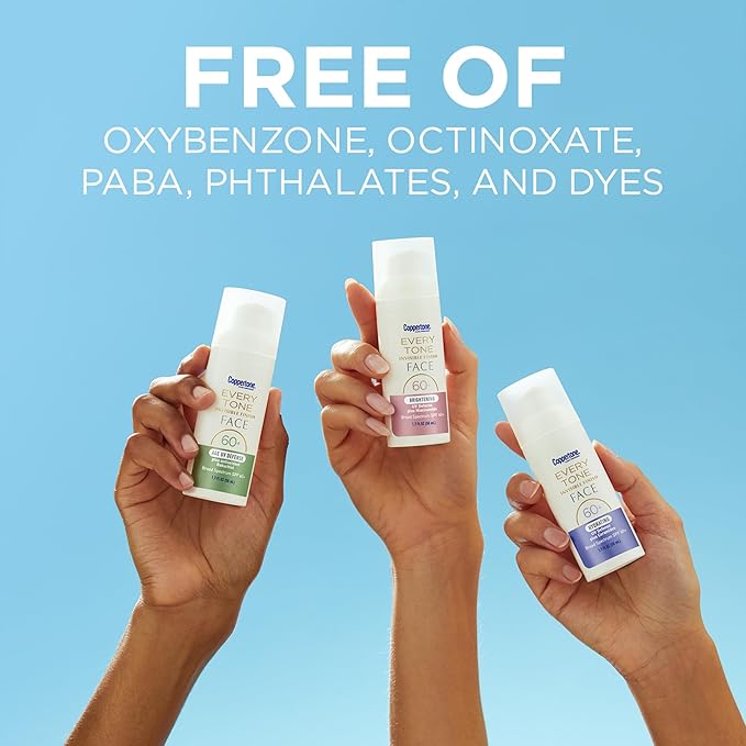 Coppertone Every Tone Invisible Finish Age UV Defense Face Sunscreen SPF 60+ with Bakuchiol, Lightweight, Blends in Clear Sunscreen for All Skin Tones, 1.7 Fl Oz Pump Bottle