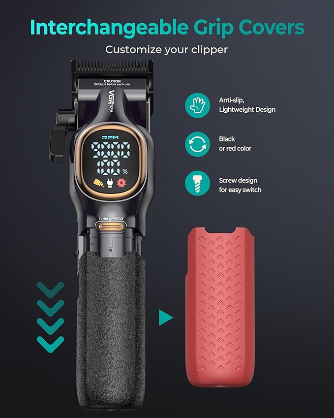 Professional Hair Clippers for Men, Professional Barber Clippers and Trimmer Set, Cordless Hair Clippers for Hair Cutting with Package Case, Powerful 9000 PRM Rechargable Electric Clippers