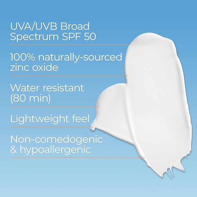 Eucerin Sun Sensitive Mineral Sunscreen Lotion SPF 50 with Zinc Oxide Protection, Hypoallergenic Sunscreen for Sensitive Skin, Oxybenzone and Octinoxate Free, 4 Fl Oz Tube