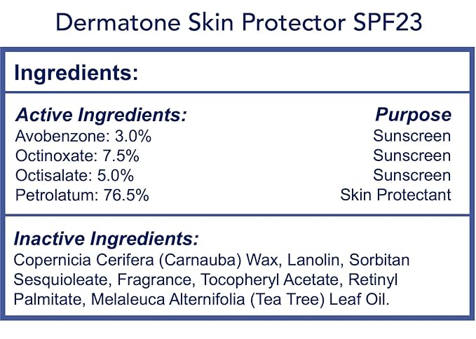 Dermatone Skin Protector Balm | Sun, Wind, Cold, Chapping & Frostbite Protection | Face and Lip Balm SPF23 | Moisturize & Repair Dry Skin | Barrier Cream | 0.5oz