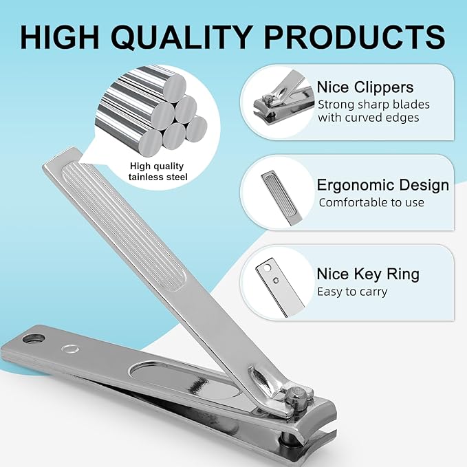 Premium Stainless Steel Nail Clippers Set - Travel Grooming Kit, 10pc Manicure/Pedicure Tools with PU Case - Gift Ideas(C-Black)