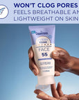 Coppertone Every Tone Invisible Finish Face Sunscreen Lotion SPF 55, Lightweight, Blends in Clear Sunscreen for All Skin Tones, 2 Fl Oz Tube