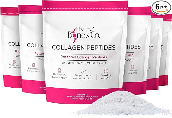 FORTIBONE Premium Bone Health Collagen Peptides w/FORTIGEL, VERISOL, TENDOFORTE | Clinically-Supported for Bones Joints Skin Hair Nails | Hydrolyzed Collagen Complete Anti-Aging Formula | 6 Pack