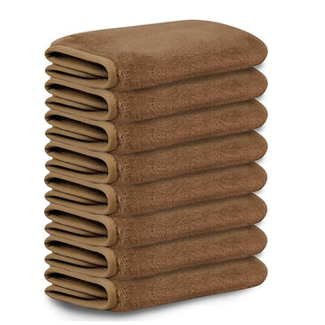 Nugilla Makeup Remover Cloths, 8 Packs Makeup Remover Towels Reusable Face Wash Cloth, Soft Microfiber Face Cloth for Women(Light Brown)