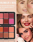 12 Colors Cream [Blush] Makeup Palette for Cheeks - All in One Blush Makeup Palette Kit with Brush, Natural Matte Long Wearing, Waterproof Blendable Face Make Up Pallete (#01)