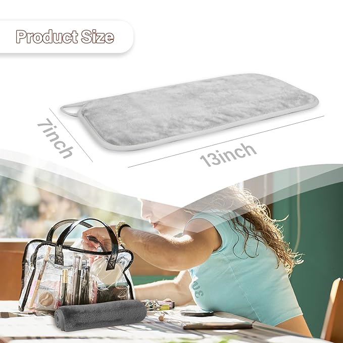 Nugilla Reusable Face Wash Cloths, 8 Pack Soft Microfiber Makeup Remover Towels for Women (Light Grey)