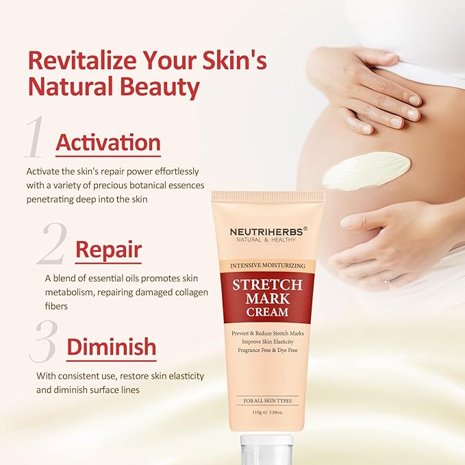 Neutriherbs Stretch Mark Cream, Pregnancy and Weight Fluctuations Skin Care, Belly Cream With Shea Butter and Coconut Oil - 3.88 Oz
