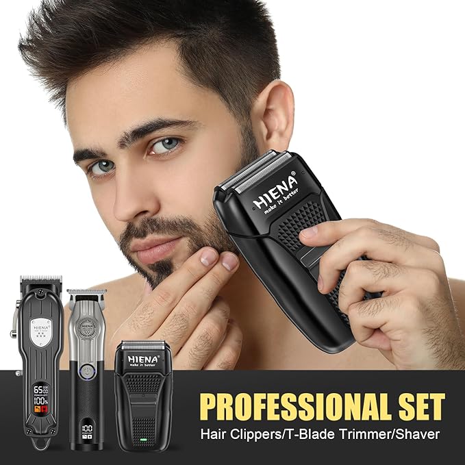 Hair Clippers for Men Professional Cordless Hair Clippers Electric Beard Trimmer and Foil Shaver Set Home Hair Cutting Kit Type-C Rechargeable for Barber Clippers with LED Display