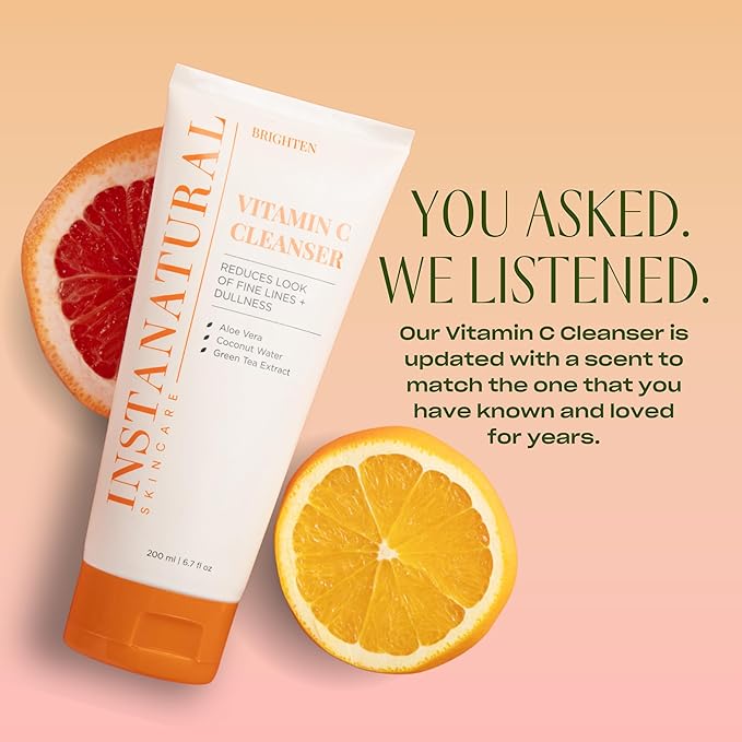 InstaNatural Vitamin C Cleanser Face Wash, Brightens and Reduces Signs of Aging, Fine Lines and Uneven Texture, with Coconut Water and Aloe Vera, 6.7 FL Oz - 3 Pack
