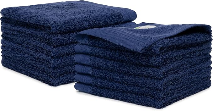 100% Cotton Washcloths Set 13” x 13” | Dark Grey Towels | Set of 12 Ultra Soft and Highly Absorbent Washcloths Sets for Bathroom, Gym, Hotel, Spa | Machine Washable Face Towel