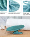 Soft Silicone Body Cleansing Brush Shower Scrubber, Gentle Exfoliating and Massage for All Kinds of Skin (Pink+Dark Green)