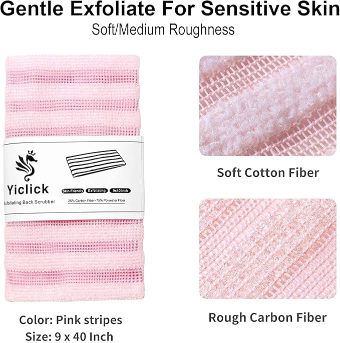Yiclick Exfoliating Washcloth Towel - Exfoliating Body Scrubber, Loofah Wash Sponge - Korean & Japanse & African Washcloth - Soft + Rough Exfoliating Back Scrubber - for Senstive and Rough Skin