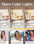 Makeup Mirror with Lights,Featuring 3 Adjustable Color Modes, Smooth Long-Press Brightness Adjustment (1%-100%), and 1x/2x/3x Magnification, Rechargeable (Ivory White)
