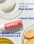 NIVEA Peach Lip Care, Tinted Lip Balm Pack with Shea Butter, Nourishing Oils and Vitamin C & E, 3-in-1 Moisture, Repair and Color, 0.17 Oz Stick, Pack of 4