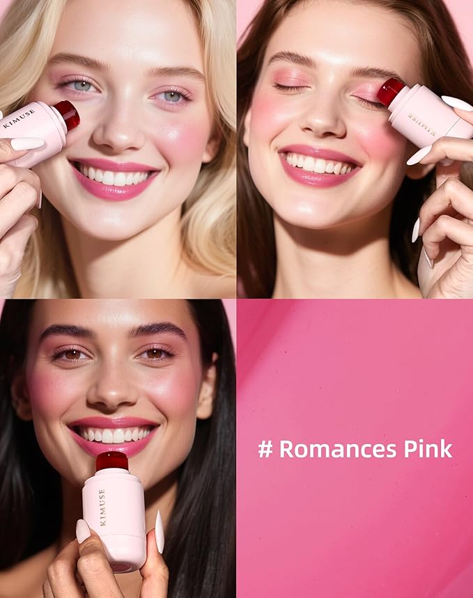 KIMUSE Jelly Cheek & Lip Tint, Watercolor Blush, Multi-Use Makeup, Tint for Cheeks, Lips & Eyes, Lightweight, Sheer & Buildable Color, Vegan Formula, Cruelty-Free