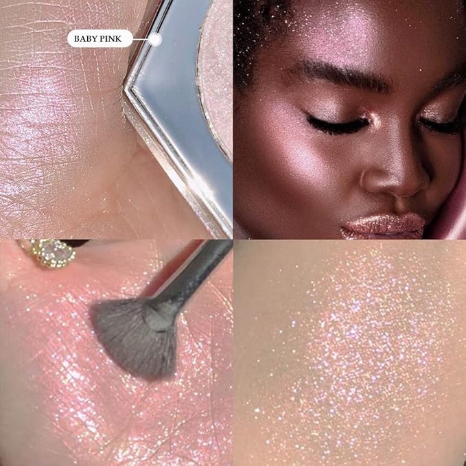 Purple Pink Shimmer Highlighter Highlight Makeup Contour Powder