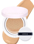 MISSHA Magic Cushion Foundation No.25 Warm beige for Light/Medium with Neutral Skin Tone, Flawless Coverage, Dewy Finish, Easy Application for All Skin Types