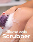 MainBasics Silicone Body Scrubber – Dual-Sided Shower Scrubber with Massage Nodes, Silicone Loofah Alternative for Deep Clean (Purple, Massage)