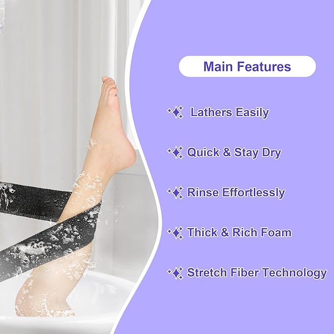 Exfoliating Washcloth, Super Stretchy Exfoliating Body Cloth, Exfoliating Cloth, 3 PCS, Black