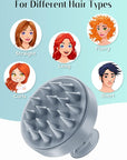 HEETA Scalp Massager Hair Growth, Soft Silicone Scalp Scrubber Shampoo Brush for Exfoliation, Dandruff Removal Head Massage Stress Relax, Wet & Dry Use for Thick Thin Curly Hair Care, Sky Gray