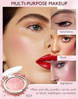 Baked Blush, Lighting Glow Marbleized Blush Powder Palette, Cruelty-Free Powder Blusher, Eyeshadow & Highlight for a Lightweight Shimmery Satin Face Makeup, Gift for Women (0.49Ounce)-01#Peachy