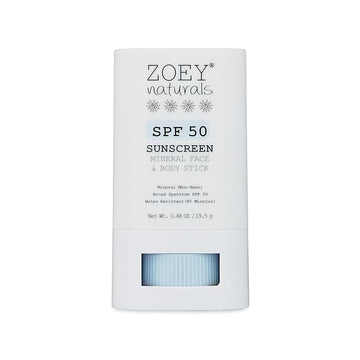 Zoey Naturals SPF 50 Mineral Sunscreen Stick for Babies & Kids - Safe Sunblock Moisturizer for Body & Face - with Rose Hips Oil, Zinc Oxide, Cruelty Free and Reef Safe, Made in USA
