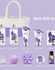 Spa Gift Baskets for Women - Body & Earth 11pcs Lavender Gift Sets with Bubble Bath, Shower Gel, Body Lotion, Birthday Gifts for Women, Spa Kit for Mom Gifts, Purple Gifts