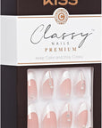 KISS Classy Nails Premium, Press-On Nails, Nail glue included, 'Highlights', French, Medium Size, Almond Shape, Includes 30 Nails, 2g glue, 1 Manicure Stick, 1 Mini File
