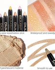 evpct Light Khaki Shimmer Cream Eye Shadow Brightener Sticks Set for Eyes, Khaki Shimmery Matte Pencil Eye shadow Applicator Stick Pen Palette Makeup Waterproof sombras en crema para ojos 04#