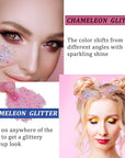 MEICOLY Chameleon Baby Pink Body Glitter,Pink Turn to Purple Face Glitter Paint,Color Changing Mermaid Face Glitter Gel for Halloween,Chunky Glitter for Face Body Hair,Festival Party Glitter Makeup