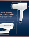 Conair Hair Dryer, Worldwide Travel Hair Dryer with Smart Voltage Technology and Folding Handle, Includes Concentrator