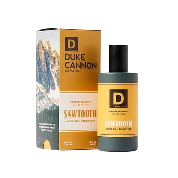 Duke Cannon Proper Cologne Sawtooth | Men's Eau de Parfum | Alpine Air and Cedarwood | Fresh, Woodsy, Long-Lasting Scent | 1.7 fl oz