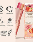 Winky Lux Strawberry Rose Tri-Color Tinted Lip Balm – Hydrating Lip Balm, Sheer Pink Tint, Lip Care with Jojoba Oil & Vitamin E, Moisturizes & Softens Dry Lips, Buttery Soft with Strawberry Rose Scent