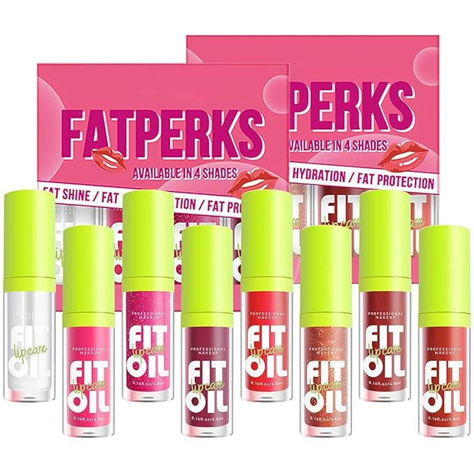 8 Colors Hydrating Lip Oil, Big Brush Head Lip Glaze Shiny Transparent Lip Glow Oil 0.35 Fl Oz, Glossy Finish (Set A+Set B)