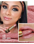 Oulac Light Pink Lipstick for Women with Metallic 3D Shine Lightweight Hydrating Formula, High Impact Lip Color, Vegan Beauty, Full Coverage Lip Makeup, Christmas Gifts for Women, Baby Angel(13)