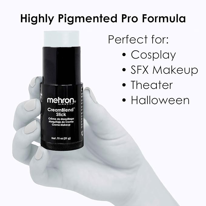 Mehron Makeup CreamBlend Stick | Face Paint, Body (Moonlight White) 75 oz