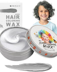Temporary Silver Gray Hair Color Wax for Kids, Women Men Colored Hair Styling Mud, Girl Boy Teens Washable Gray Style Dye, DIY Instant Hair Coloring Gel Cream for Cosplay Halloween Children's Day